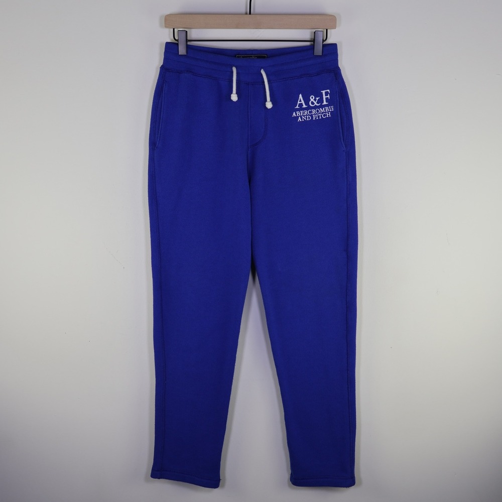 Abercrombie & Fitch Logo Embroidered Sweatpants XS Royal Blue Fleece Joggers